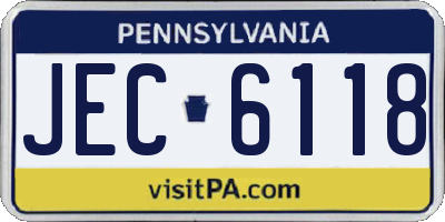 PA license plate JEC6118