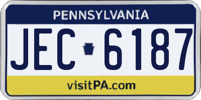 PA license plate JEC6187