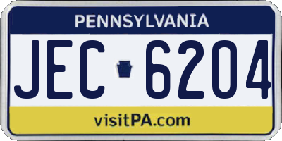PA license plate JEC6204