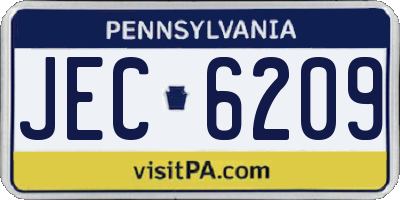 PA license plate JEC6209