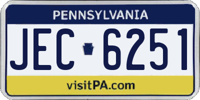 PA license plate JEC6251