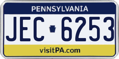 PA license plate JEC6253