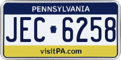 PA license plate JEC6258