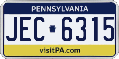 PA license plate JEC6315