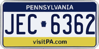 PA license plate JEC6362