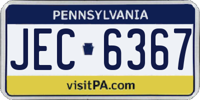 PA license plate JEC6367