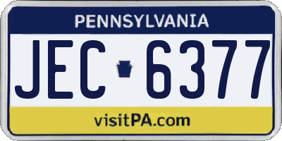 PA license plate JEC6377