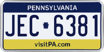 PA license plate JEC6381