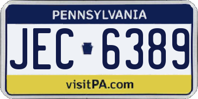 PA license plate JEC6389