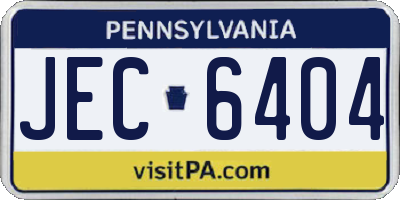 PA license plate JEC6404