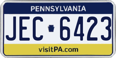 PA license plate JEC6423