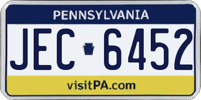 PA license plate JEC6452
