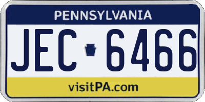 PA license plate JEC6466