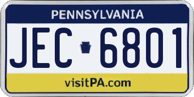 PA license plate JEC6801