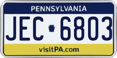 PA license plate JEC6803