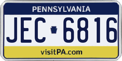 PA license plate JEC6816