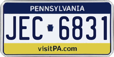 PA license plate JEC6831