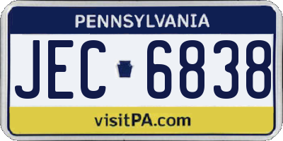 PA license plate JEC6838