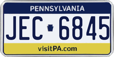 PA license plate JEC6845