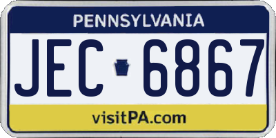 PA license plate JEC6867