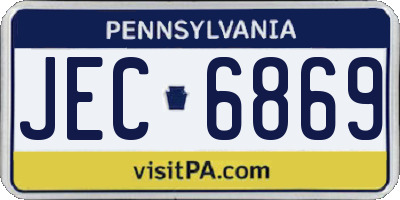 PA license plate JEC6869