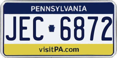 PA license plate JEC6872