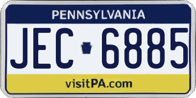 PA license plate JEC6885