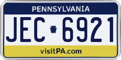 PA license plate JEC6921