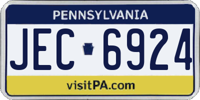 PA license plate JEC6924