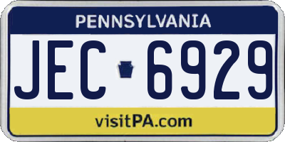 PA license plate JEC6929