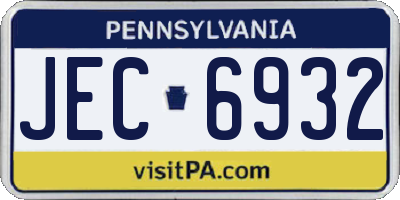 PA license plate JEC6932