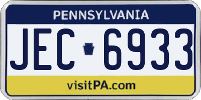 PA license plate JEC6933