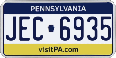 PA license plate JEC6935