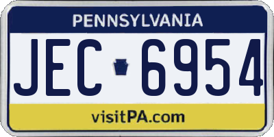 PA license plate JEC6954