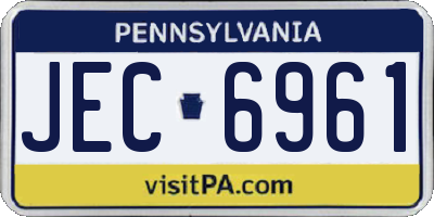 PA license plate JEC6961