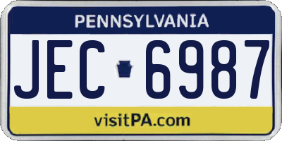PA license plate JEC6987