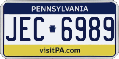 PA license plate JEC6989