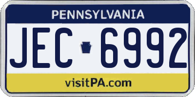 PA license plate JEC6992