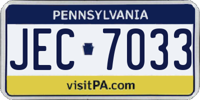 PA license plate JEC7033