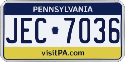 PA license plate JEC7036