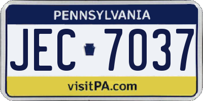 PA license plate JEC7037