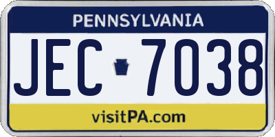 PA license plate JEC7038