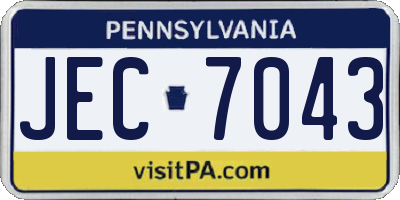 PA license plate JEC7043