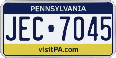PA license plate JEC7045