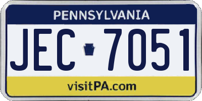 PA license plate JEC7051