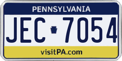PA license plate JEC7054