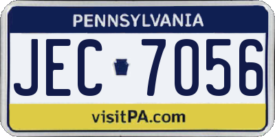 PA license plate JEC7056