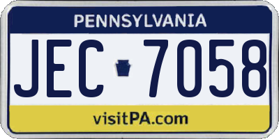 PA license plate JEC7058