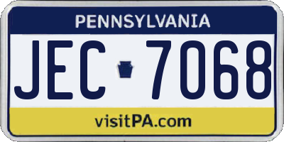 PA license plate JEC7068