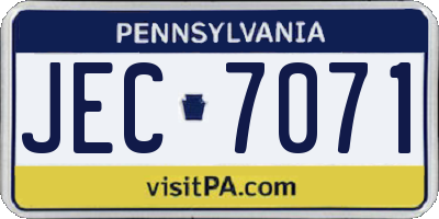 PA license plate JEC7071